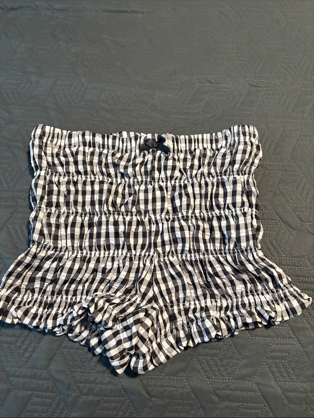 Black & White Gingham Smocked Women’s Shorts